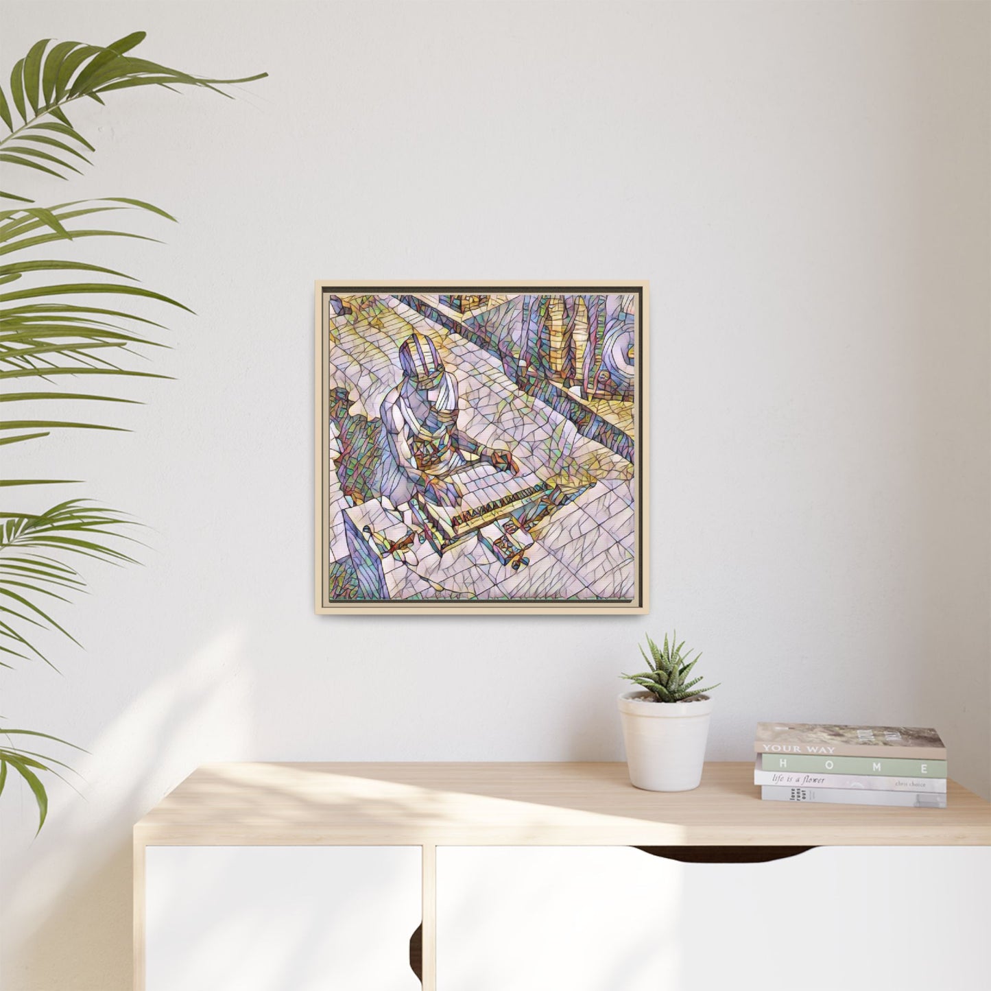 Abstract DJ Skateboarder Matte Framed Canvas – Colorful Urban Music Art Print