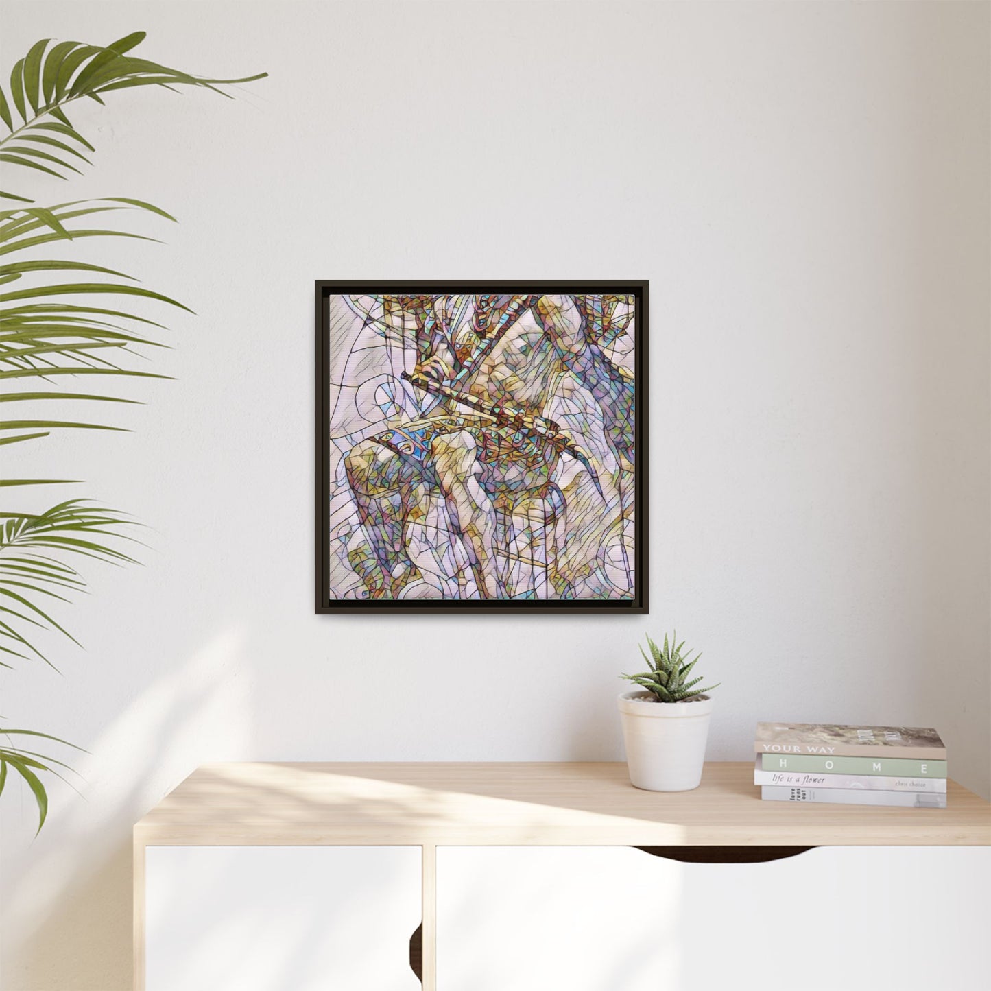 Framed Abstract Musician Canvas Art — Multi‑Color Jazz Saxophone Print