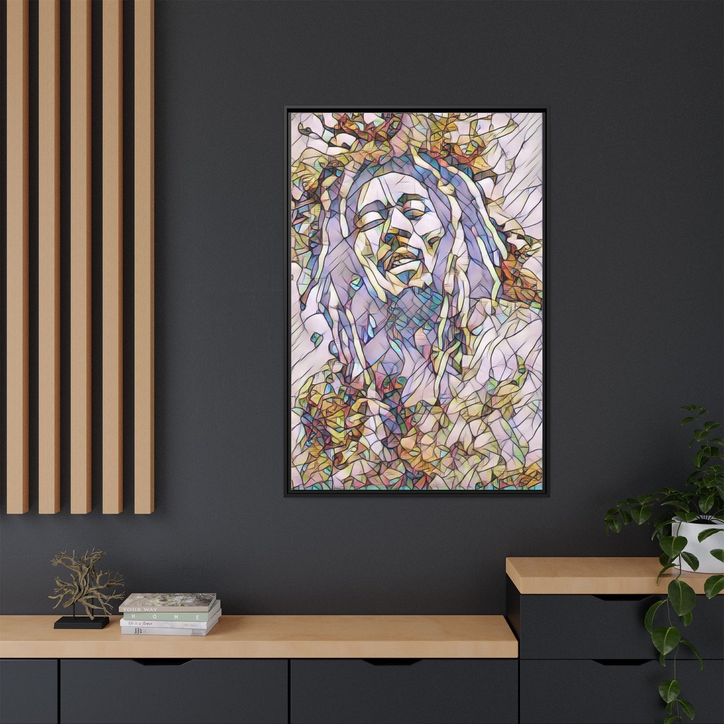 Abstract Multicolor Portrait Matte Canvas Framed Wall Art
