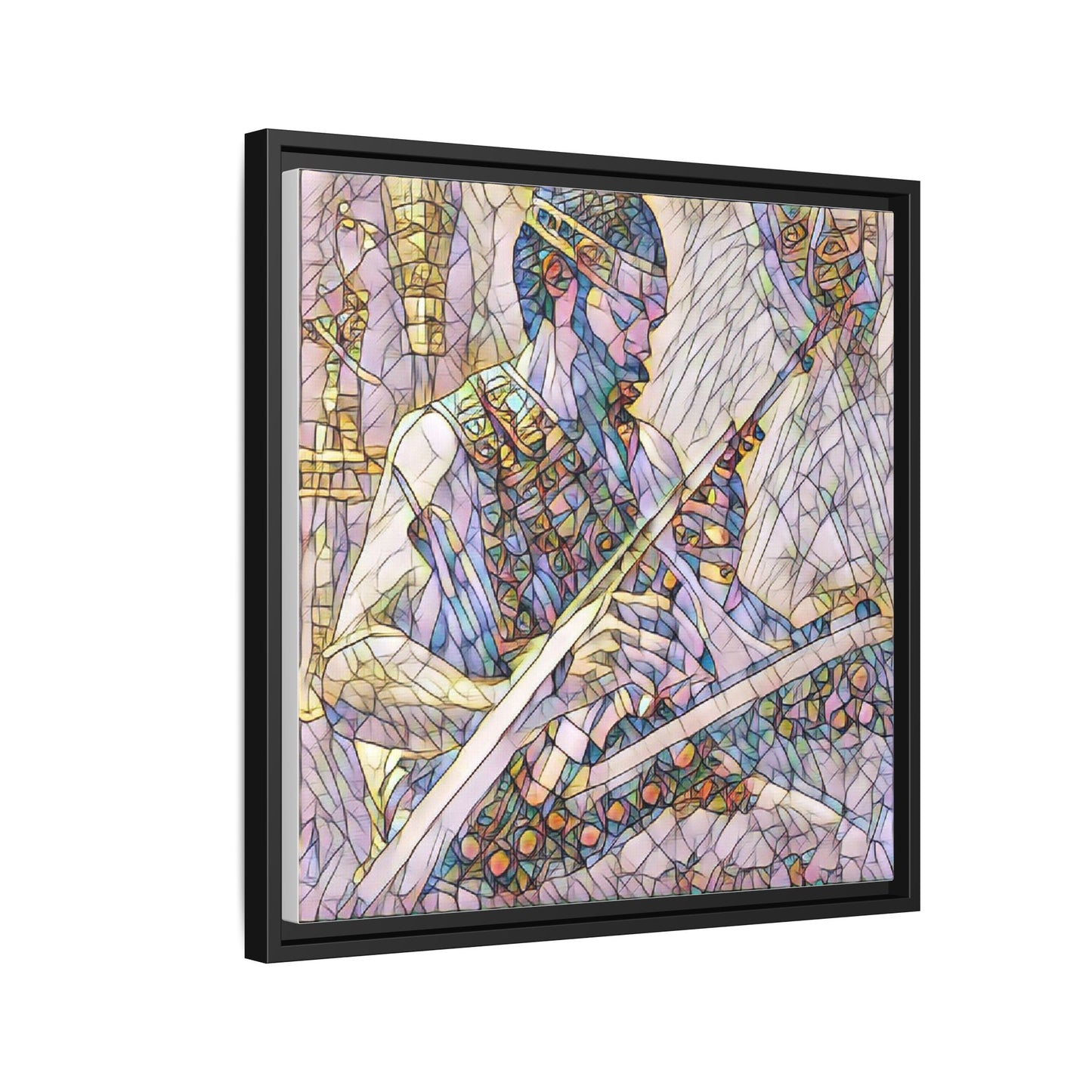Framed Matte Canvas — Abstract Musician Stained-Glass Art Print