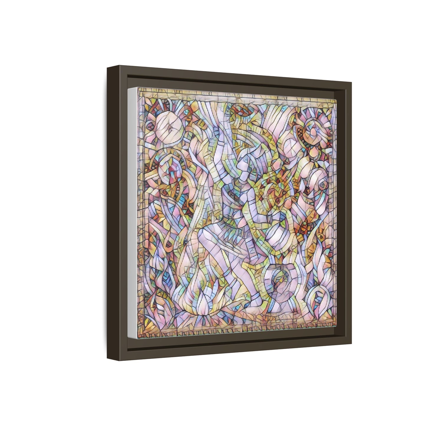 Abstract Stained Glass Dance Matte Framed Canvas