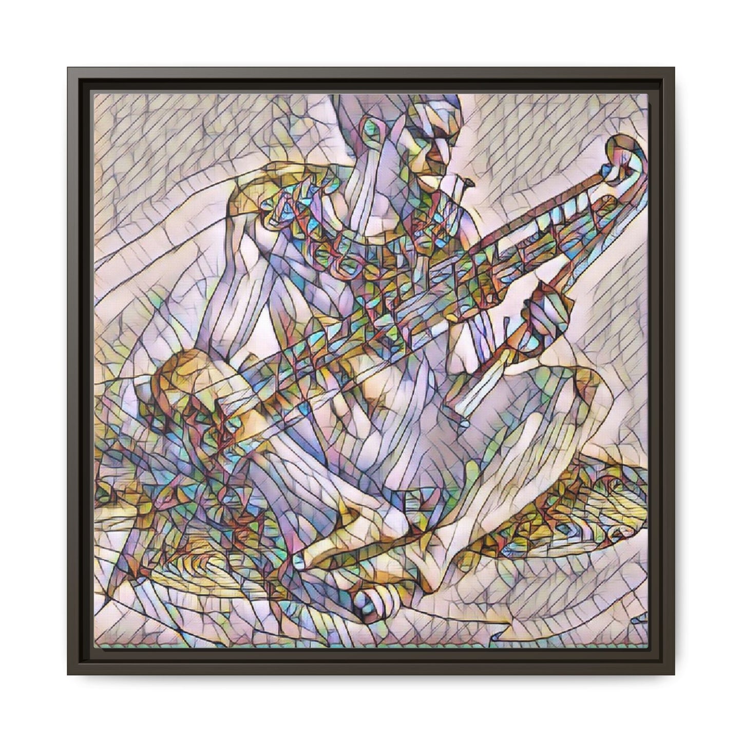 Framed Abstract Musician Canvas Art — Multicolor Modern Wall Decor