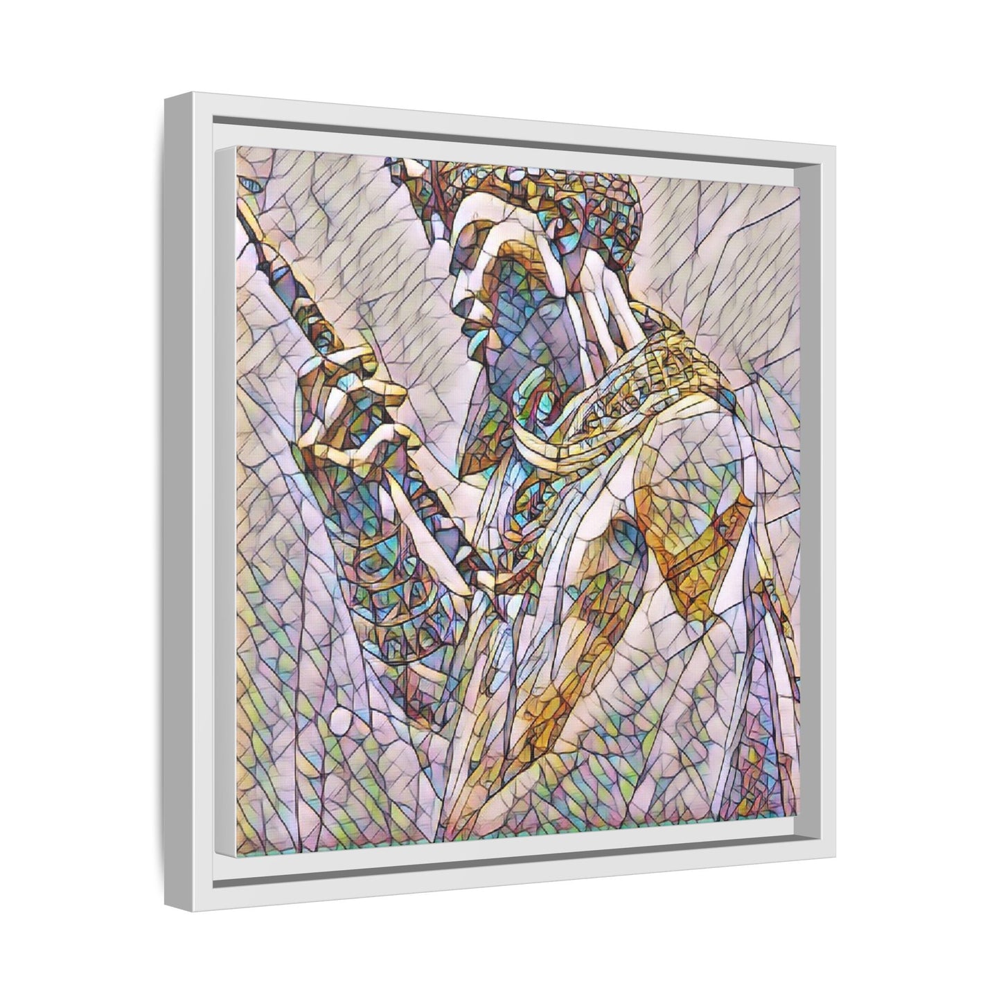 Egyptian Pharaoh Stained Glass Art — Framed Matte Canvas
