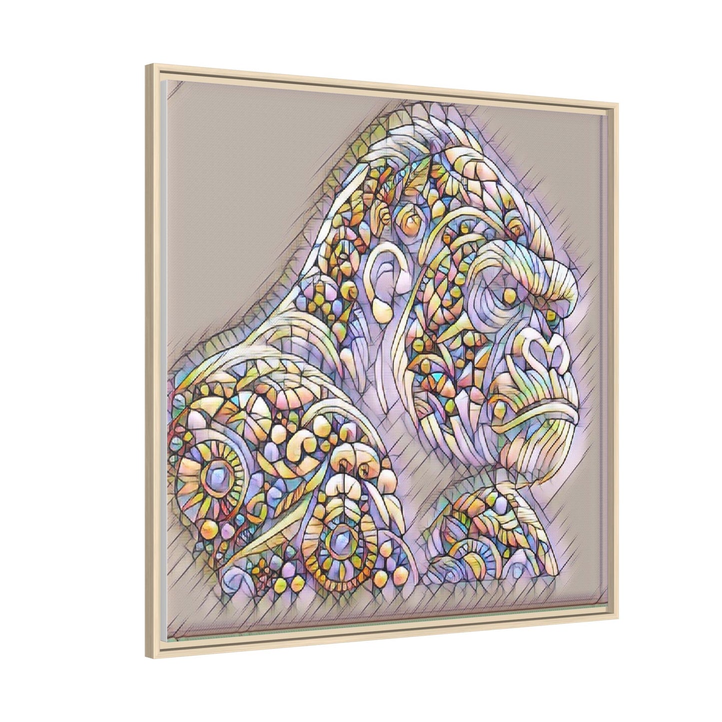 Colorful Ornate Gorilla Matte Canvas Framed Wall Art