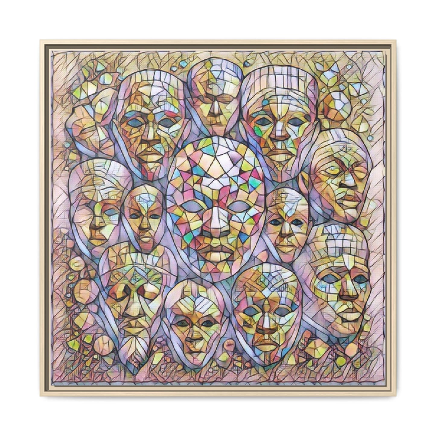 Framed Art Print — Mosaic Faces Matte Canvas