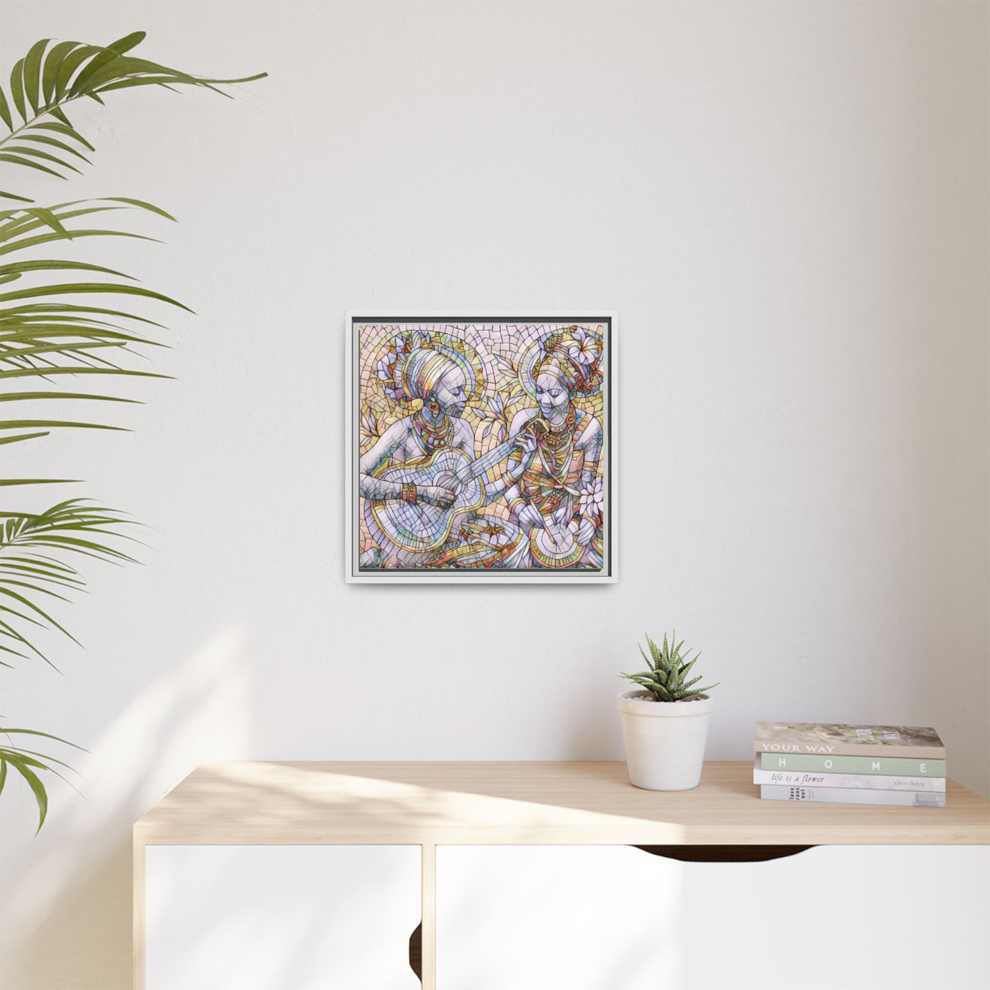Framed Canvas Art – Colorful Mosaic Musicians Wall Decor
