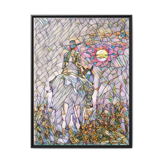 Stained Glass Wolf Art — Framed Matte Canvas Wall Art