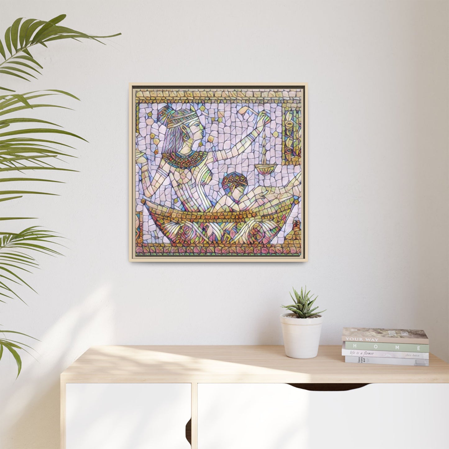 Egyptian Mosaic Goddess Matte Canvas Print (Framed)