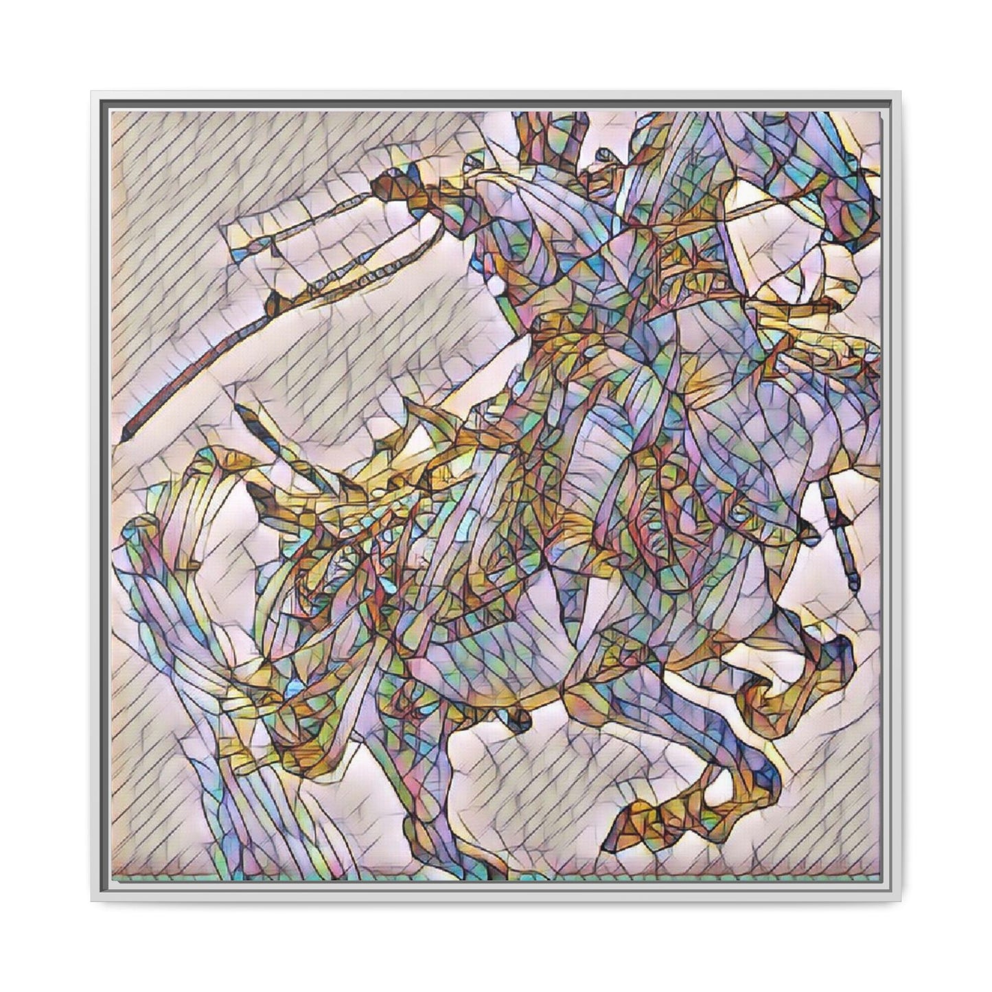 Framed Abstract Stained-Glass Horse Canvas