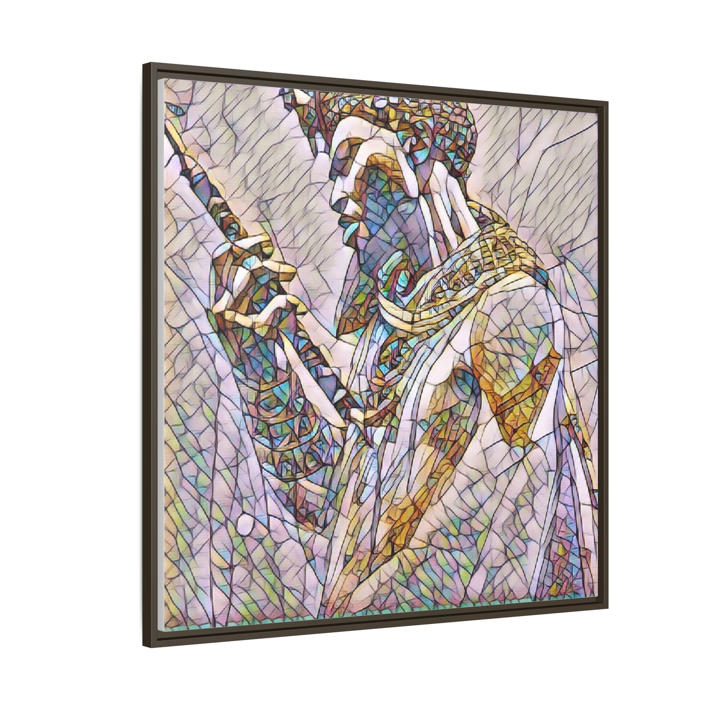 Egyptian Pharaoh Stained Glass Art — Framed Matte Canvas