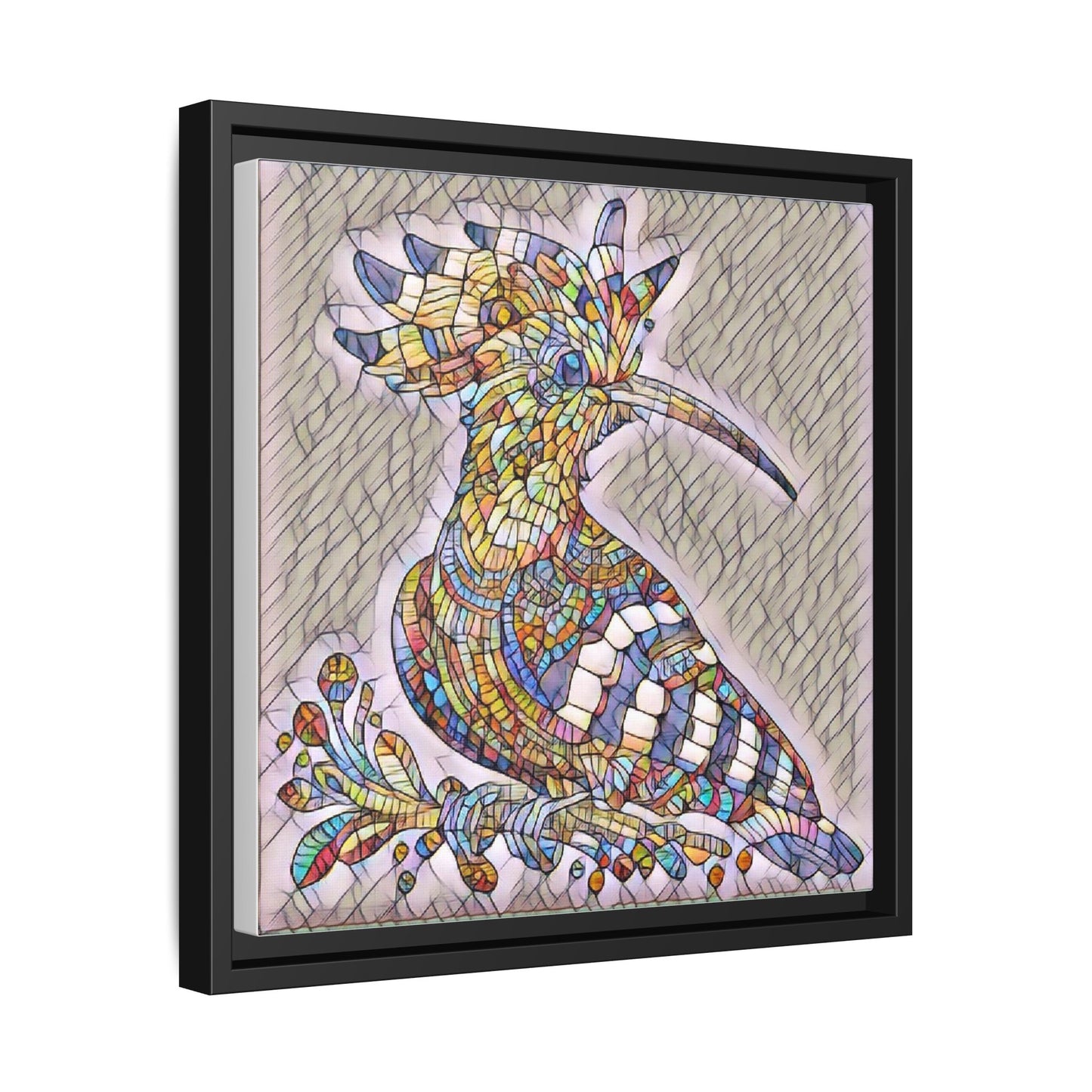 Colorful Mosaic Bird Matte Framed Canvas Wall Art