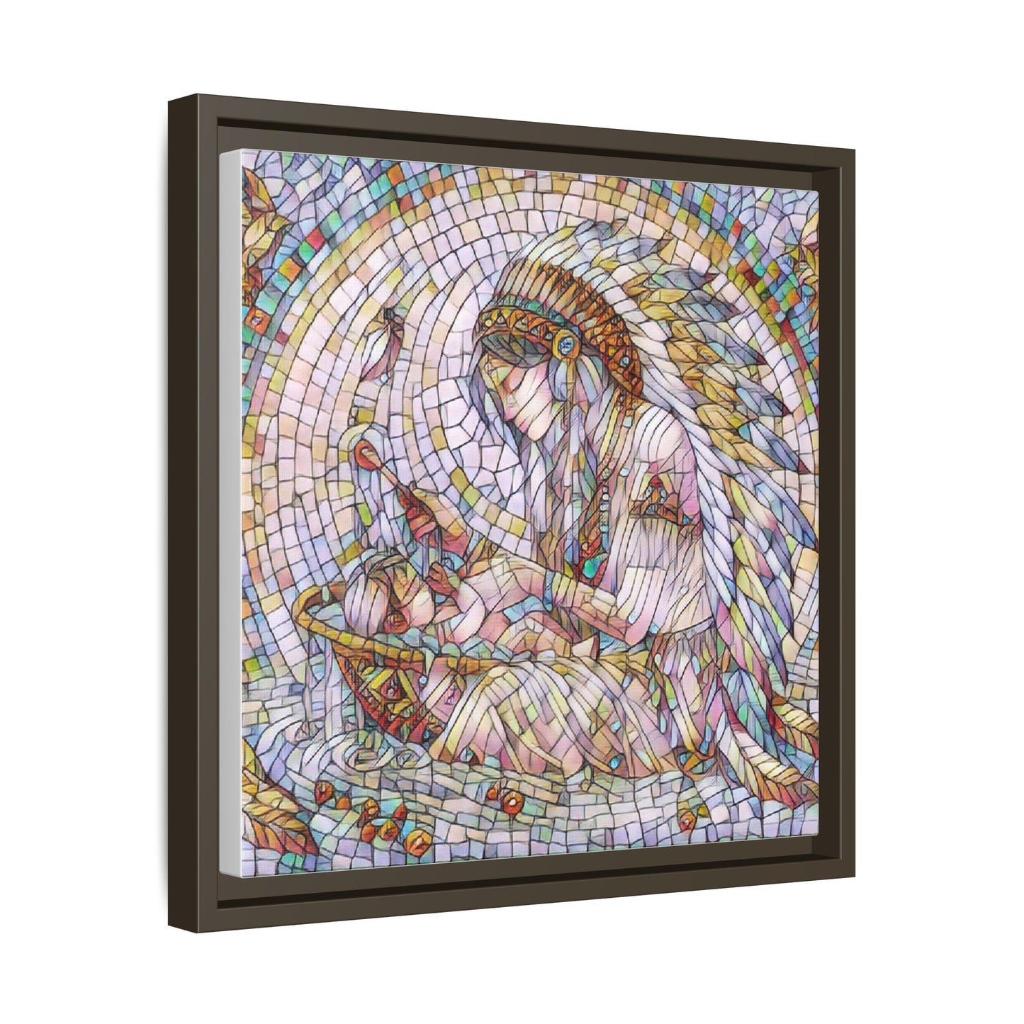 Framed Mosaic Native Mother & Child Matte Canvas Art