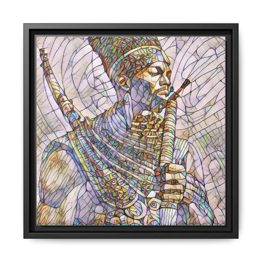 Framed Matte Canvas - Egyptian Flutist Stained-Glass Art