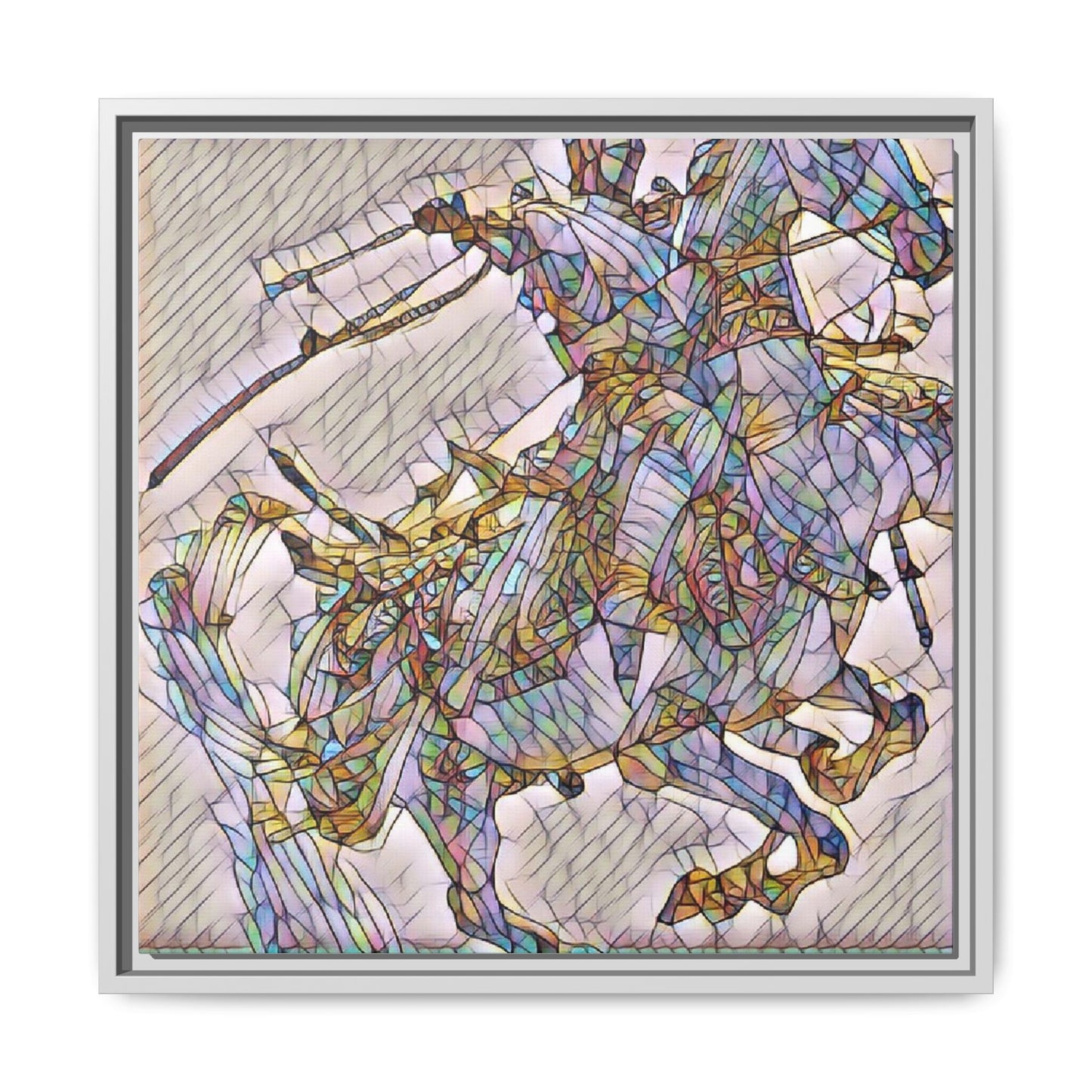 Framed Abstract Stained-Glass Horse Canvas