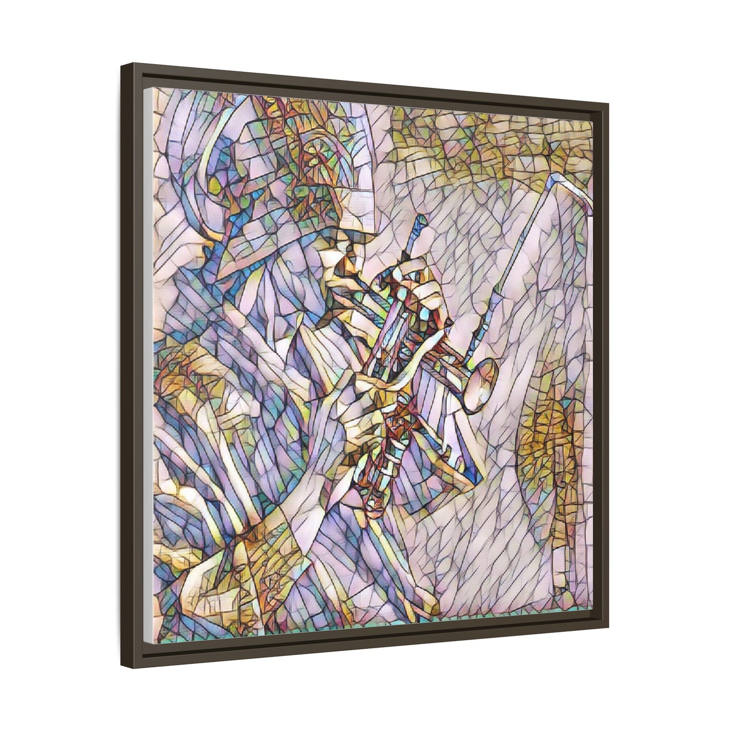 Framed Abstract Trumpet Player Matte Canvas Art