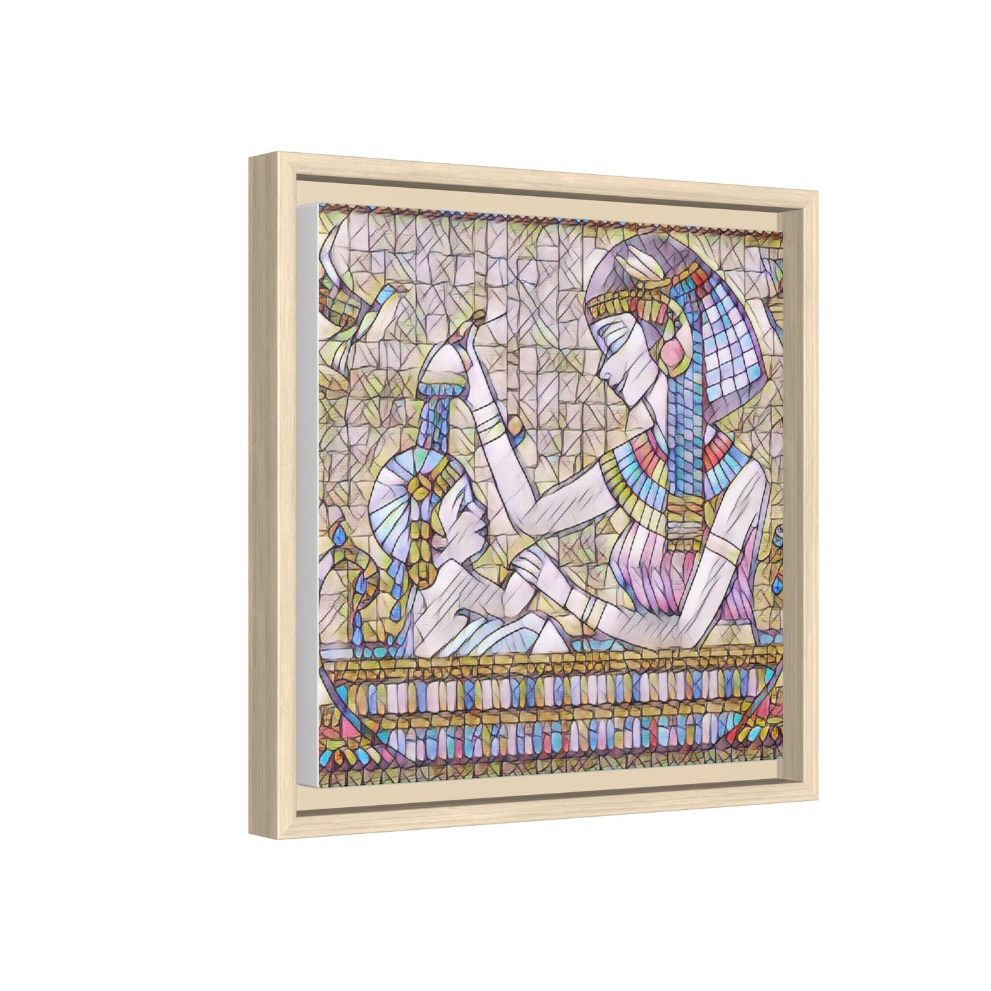 Egyptian Mosaic Mother & Child Framed Matte Canvas