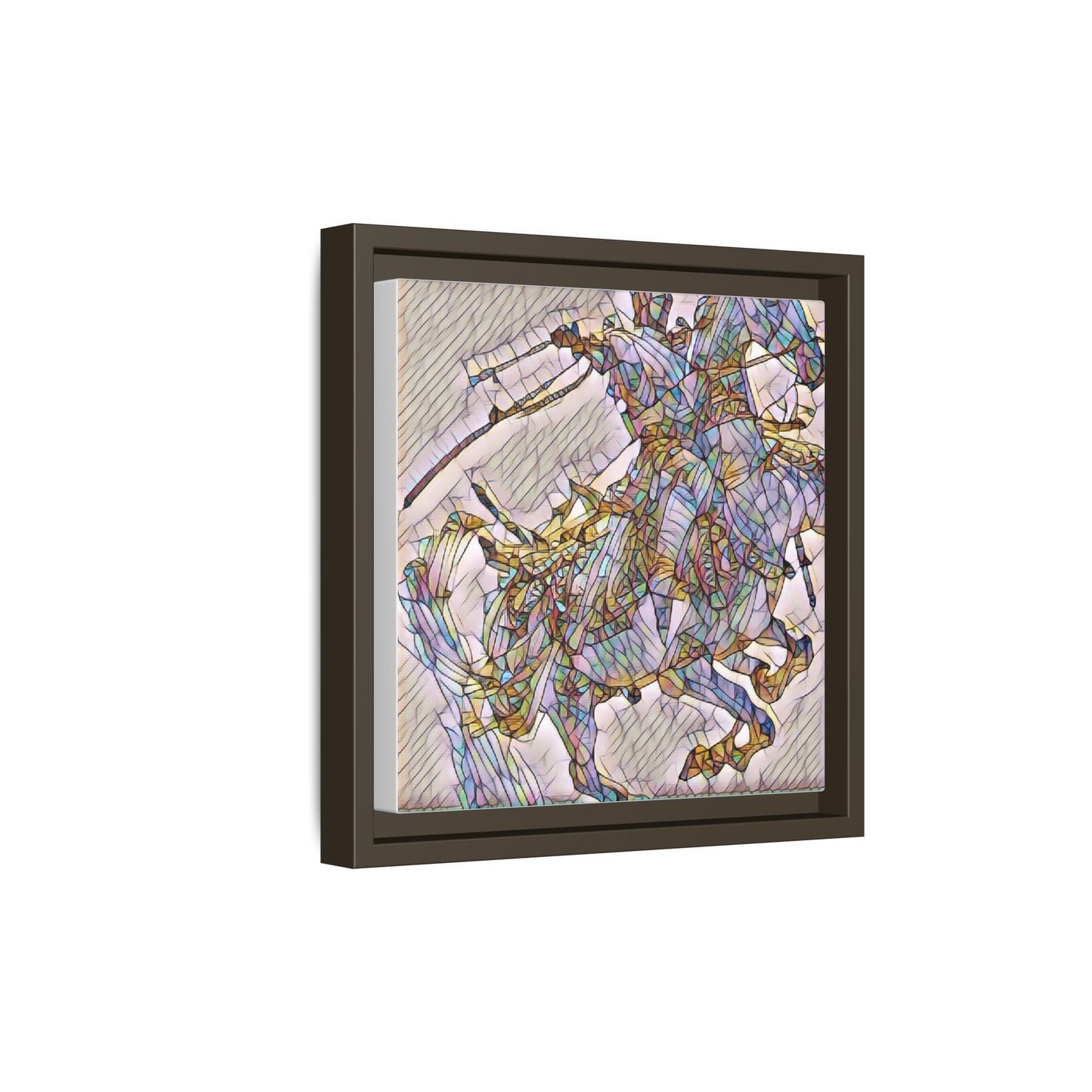 Framed Abstract Stained-Glass Horse Canvas