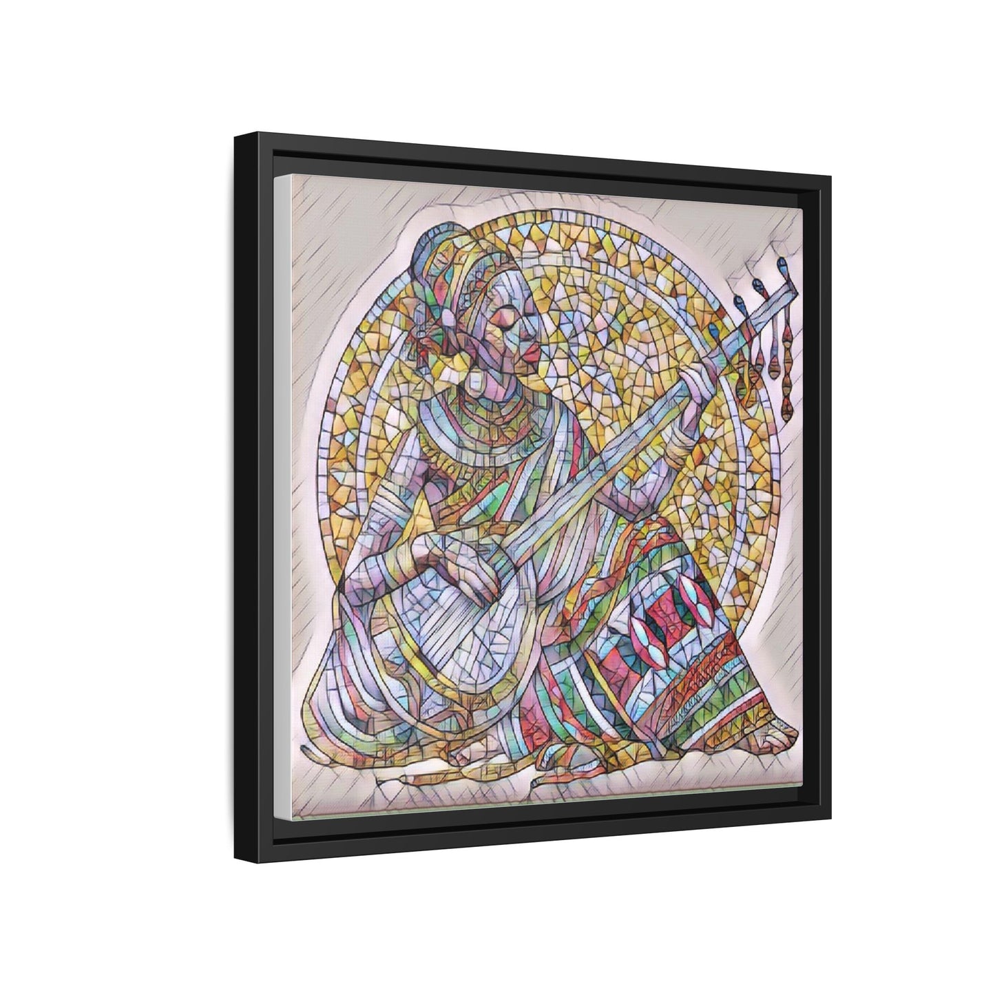 Framed Canvas Art - Colorful Mosaic Musician Wall Decor