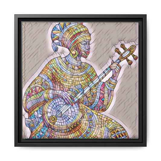 Framed Canvas Art — Colorful Mosaic Musician Wall Decor