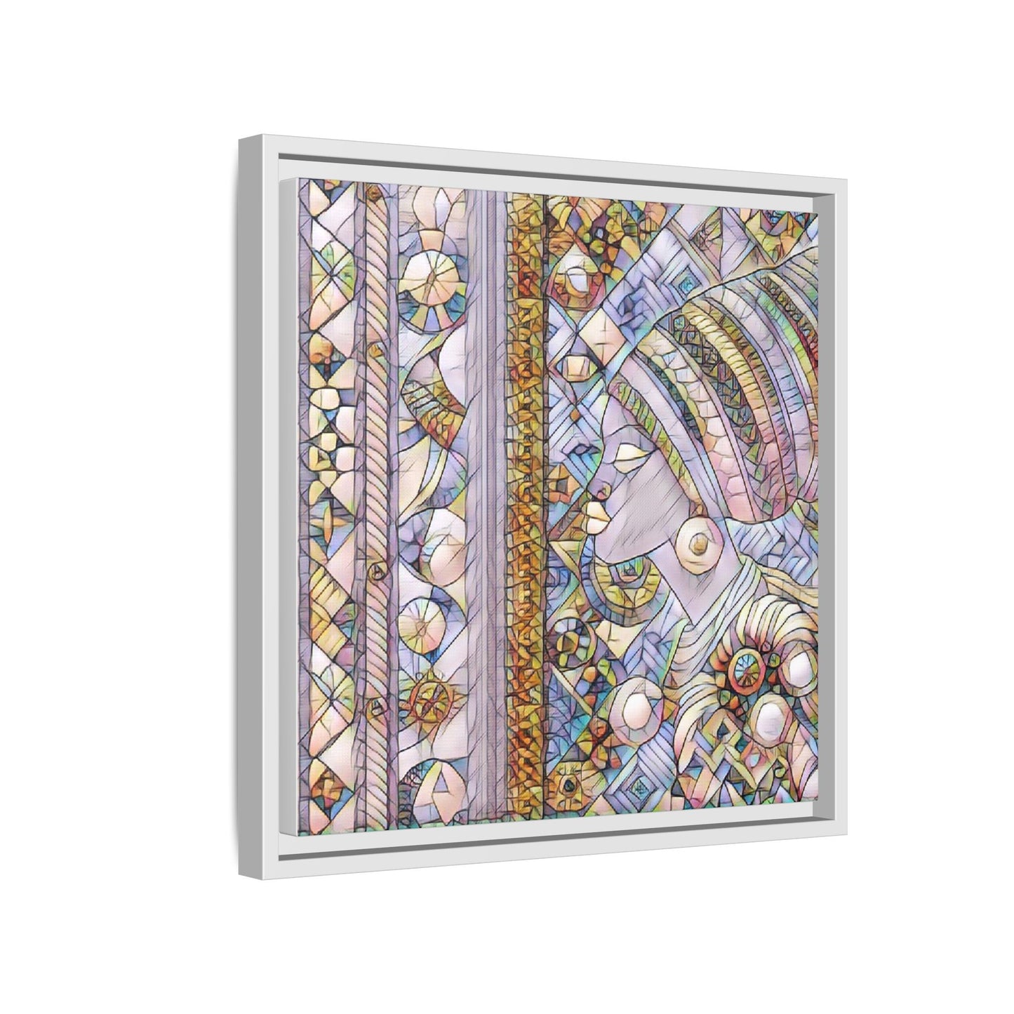 Afrocentric Stained-Glass Portrait Matte Framed Canvas