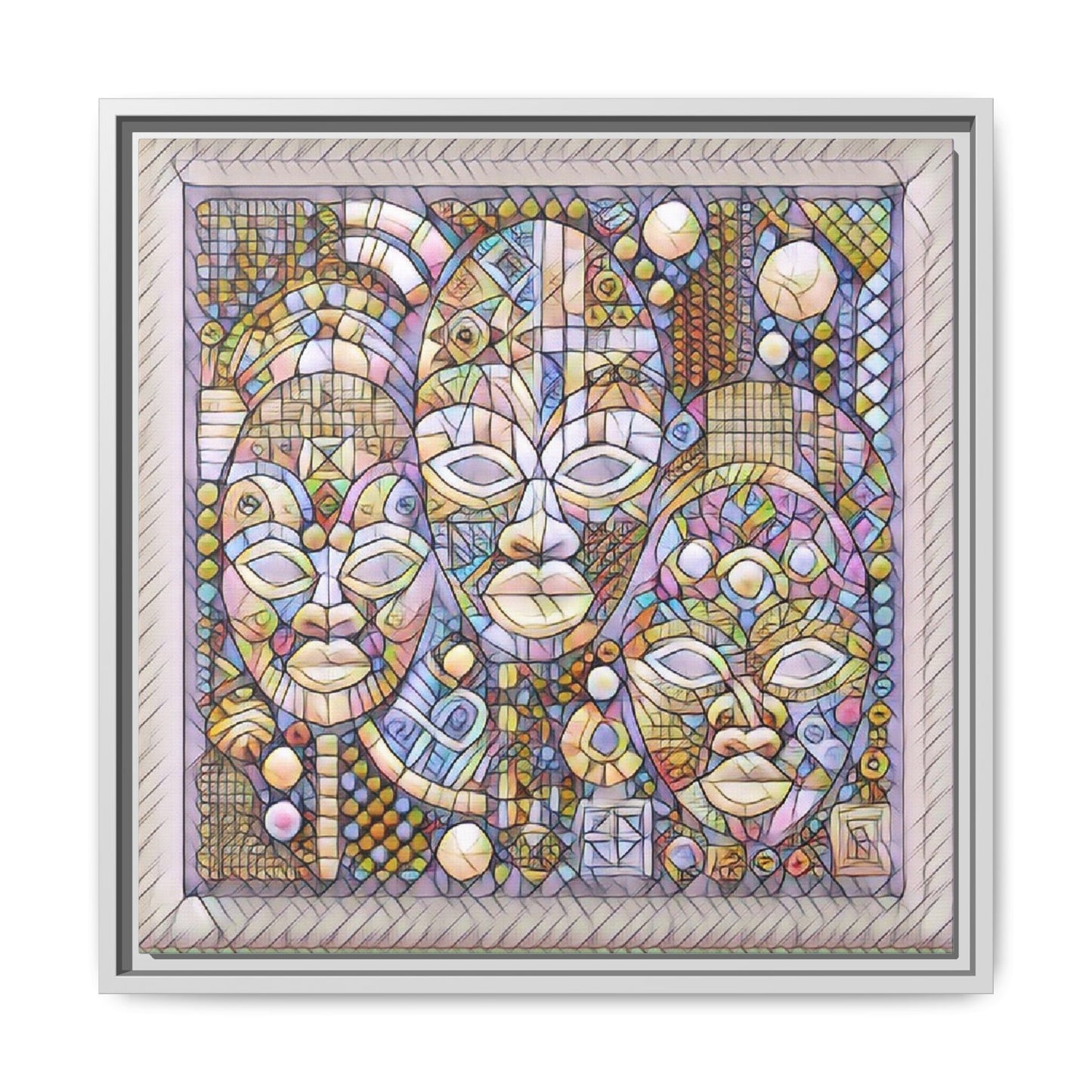 Abstract African Mask Art — Framed Matte Canvas Wall Art