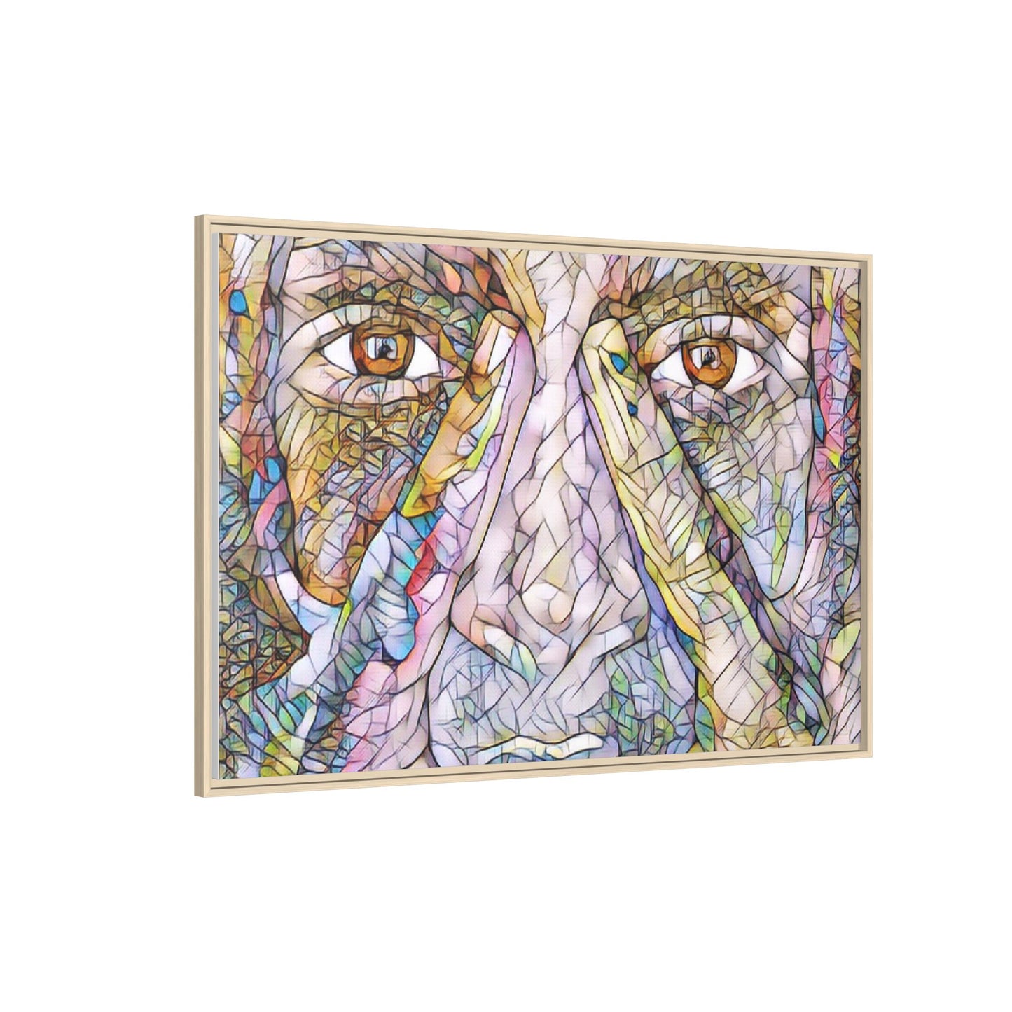 Abstract Stained-Glass Face Matte Canvas Framed Wall Art