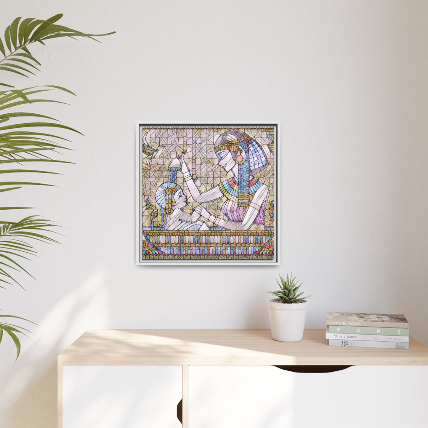 Egyptian Mosaic Mother & Child Framed Matte Canvas