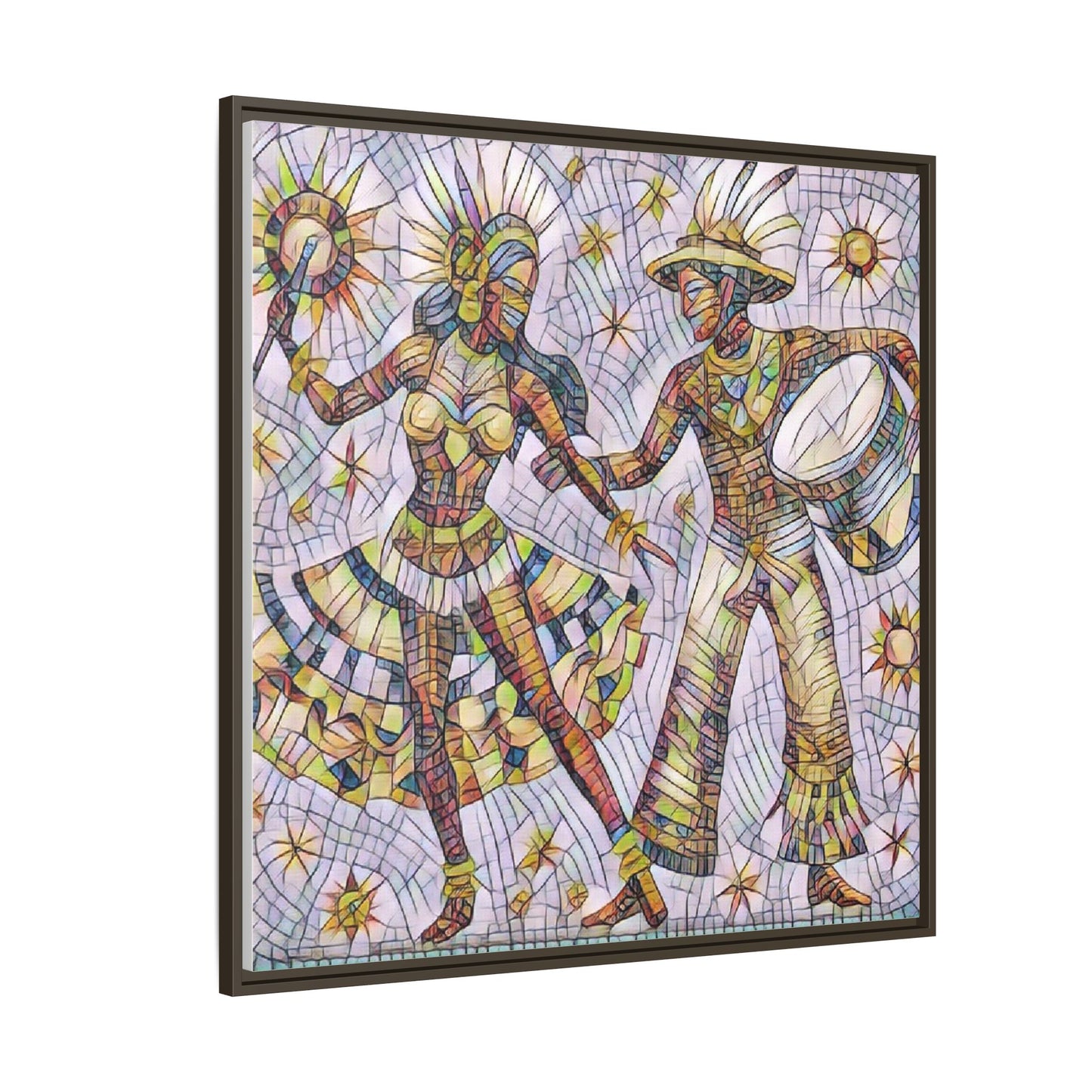 Carnival Dancers Framed Canvas Art – Colorful Samba Couple Print