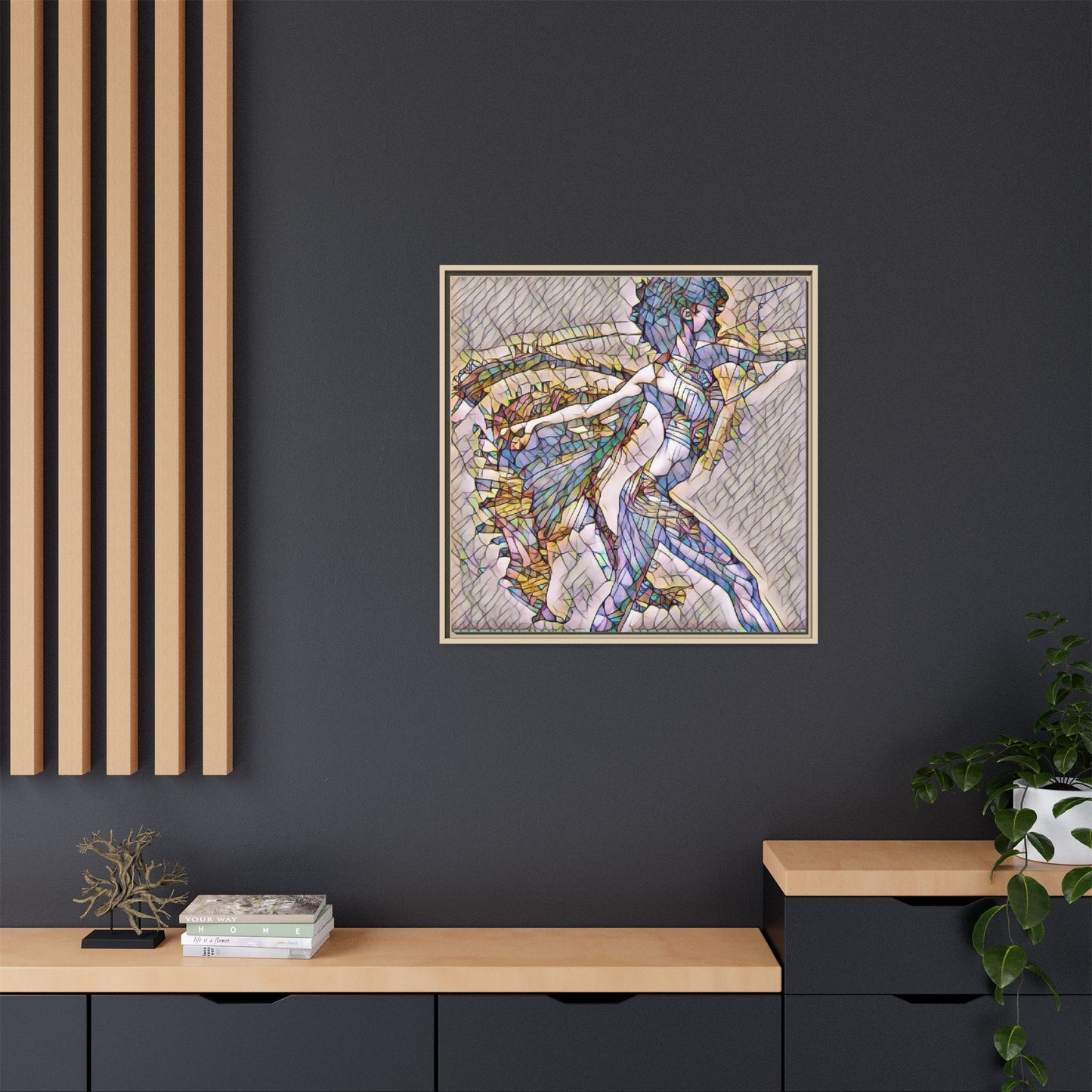 Abstract Stained-Glass Dancer Framed Canvas Art
