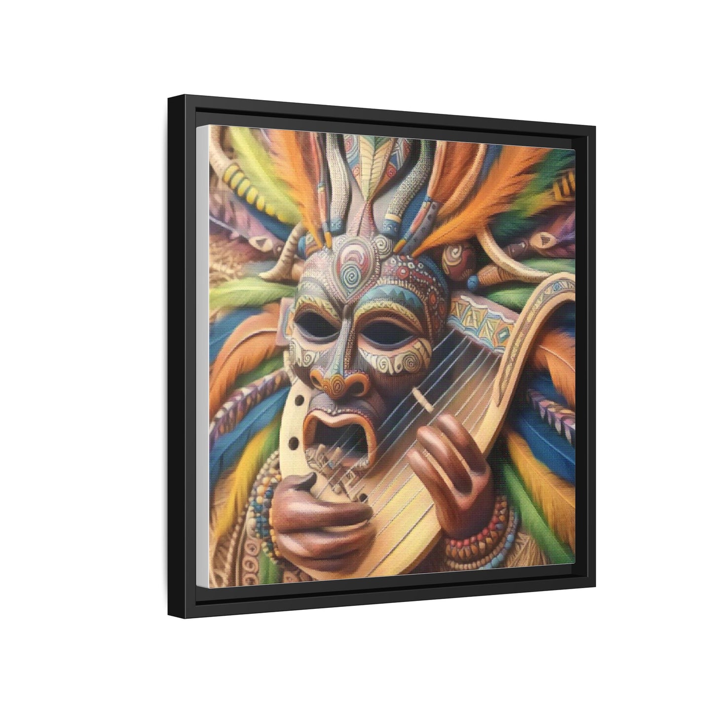 Colorful Tribal Mask Canvas — Framed Matte Wall Art
