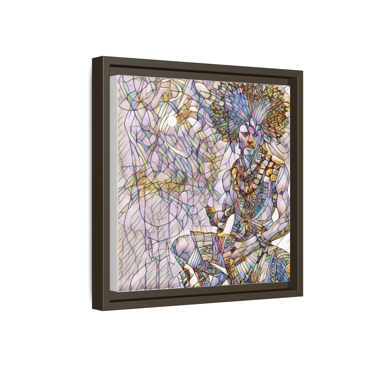 Framed Matte Canvas Art — Colorful Tribal Warrior Illustration