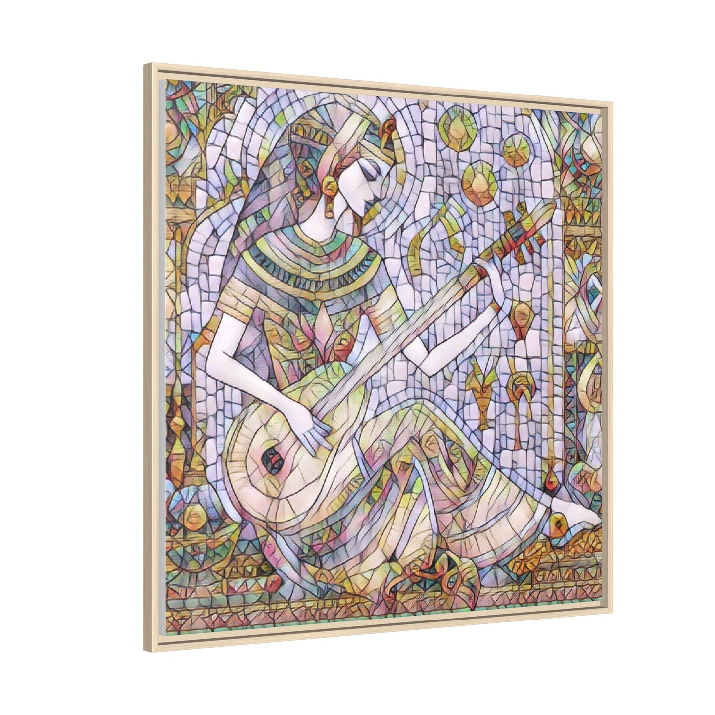 Egyptian Muse Mosaic Matte Canvas Framed Wall Art