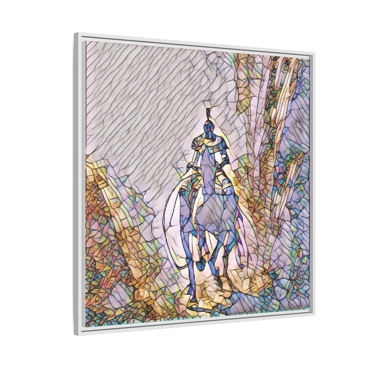 Stained-Glass Knight Matte Framed Canvas Wall Art
