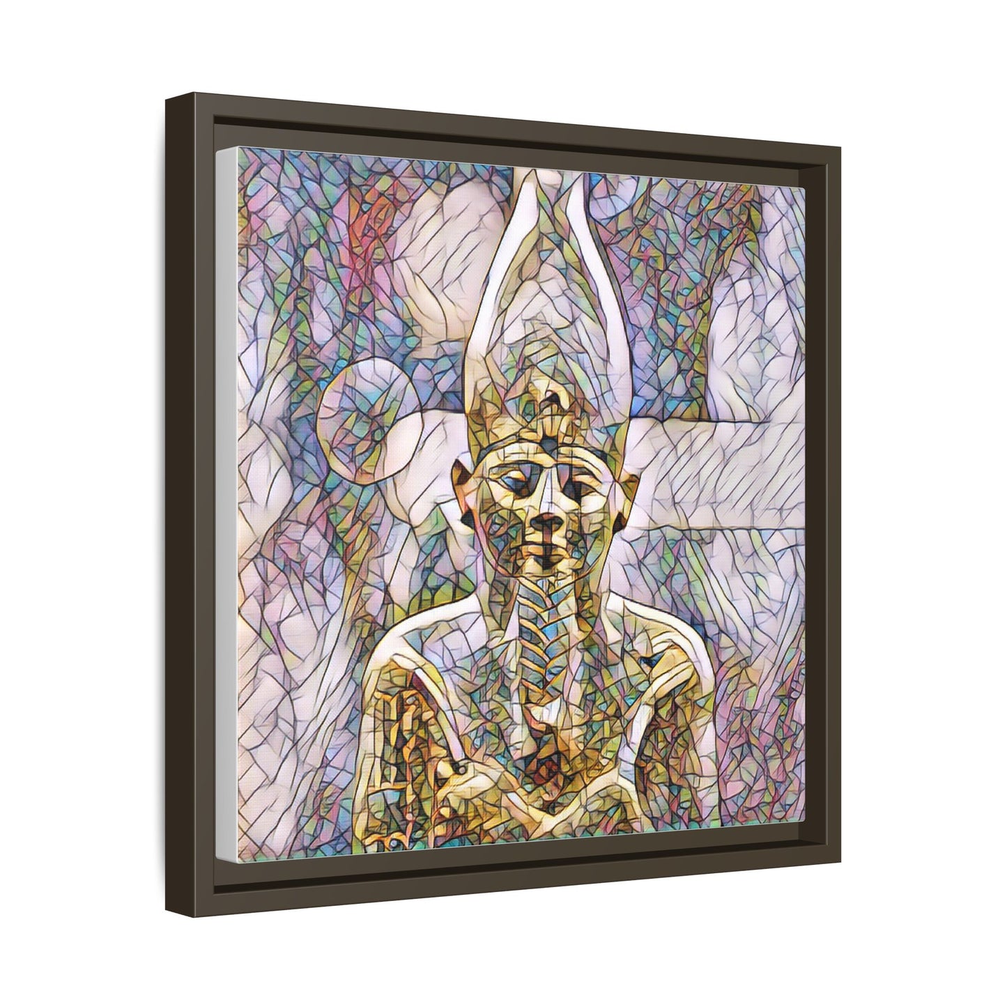 Egyptian Pharaoh Stained-Glass Style Matte Canvas Print, Framed