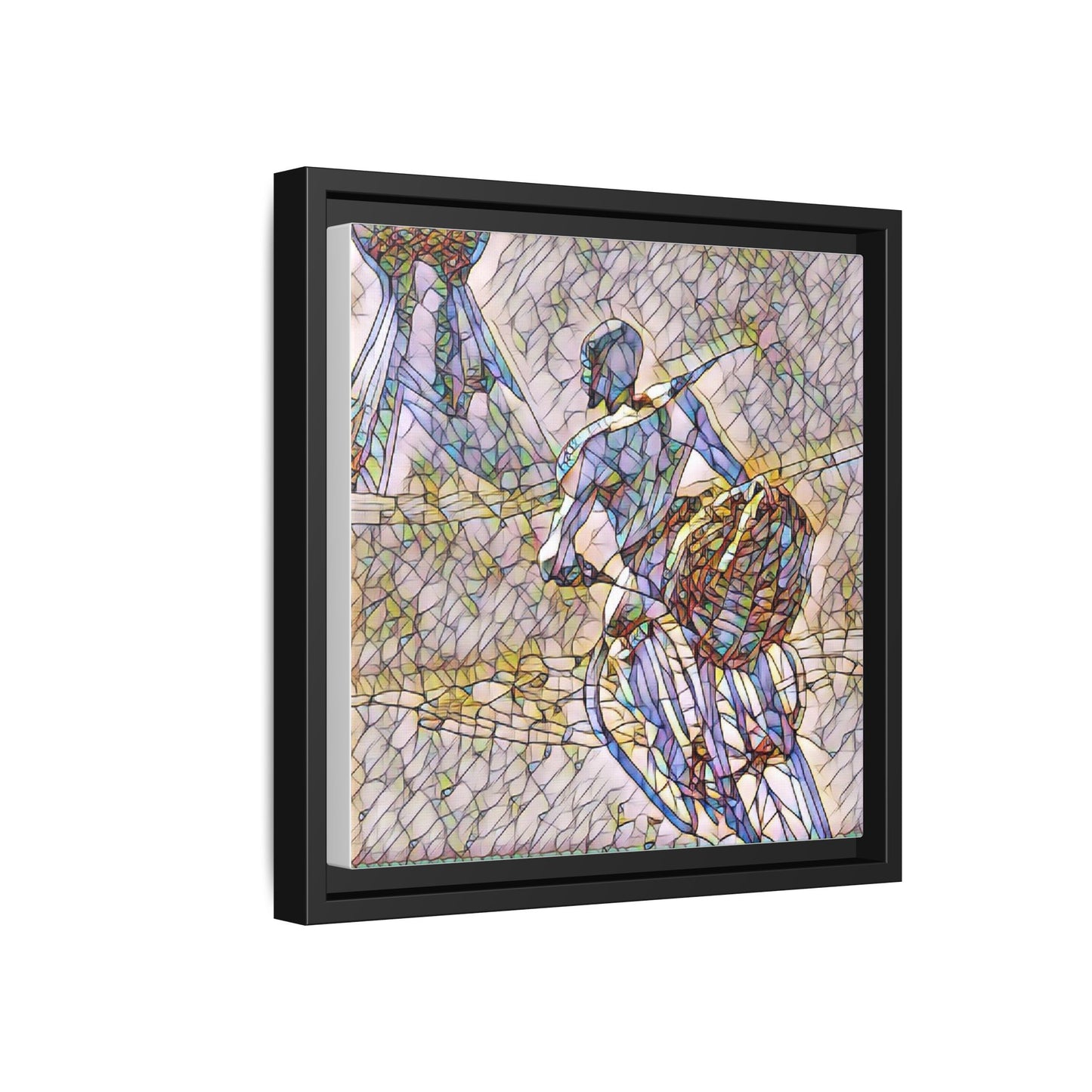 Abstract Stained-Glass Warrior Matte Framed Canvas