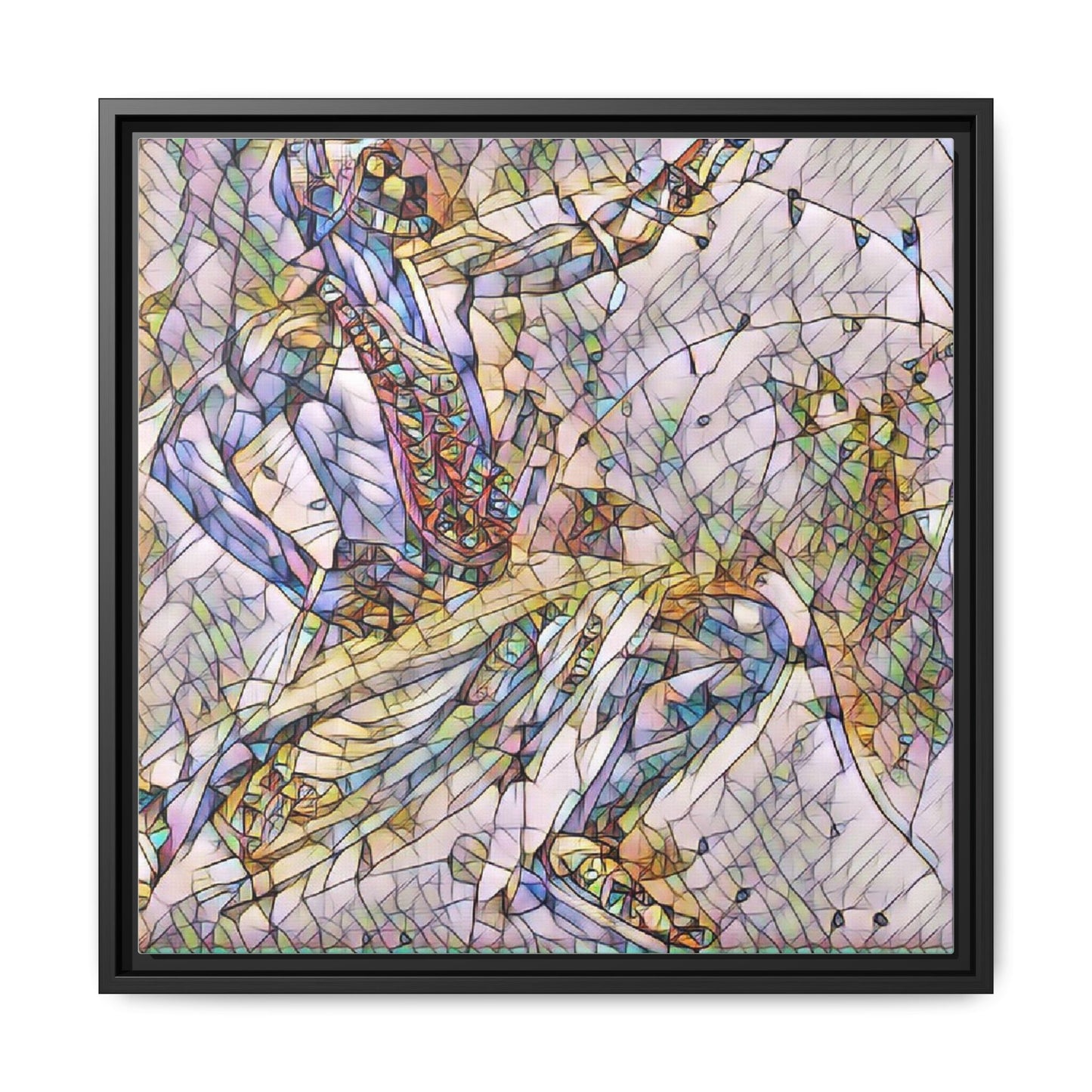 Abstract Stained-Glass Dancers — Framed Matte Canvas Art