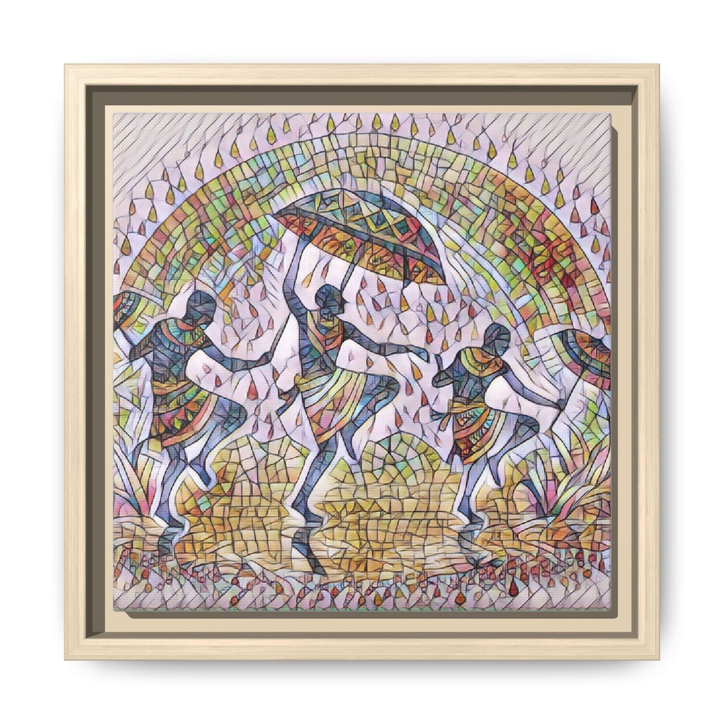 Framed Canvas Art — Colorful African Dance Mosaic