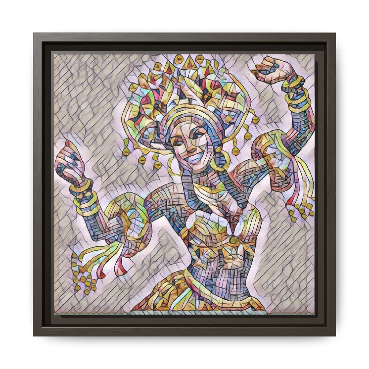 Framed Matte Canvas: Colorful Carnival Dancer Artwork – Vibrant Ethnic Dance Wall Art
