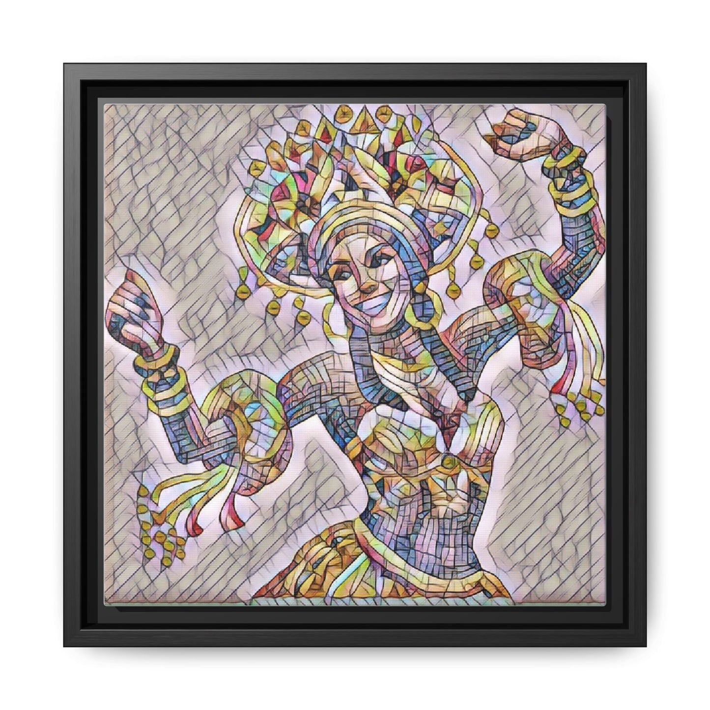 Framed Matte Canvas: Colorful Carnival Dancer Artwork – Vibrant Ethnic Dance Wall Art