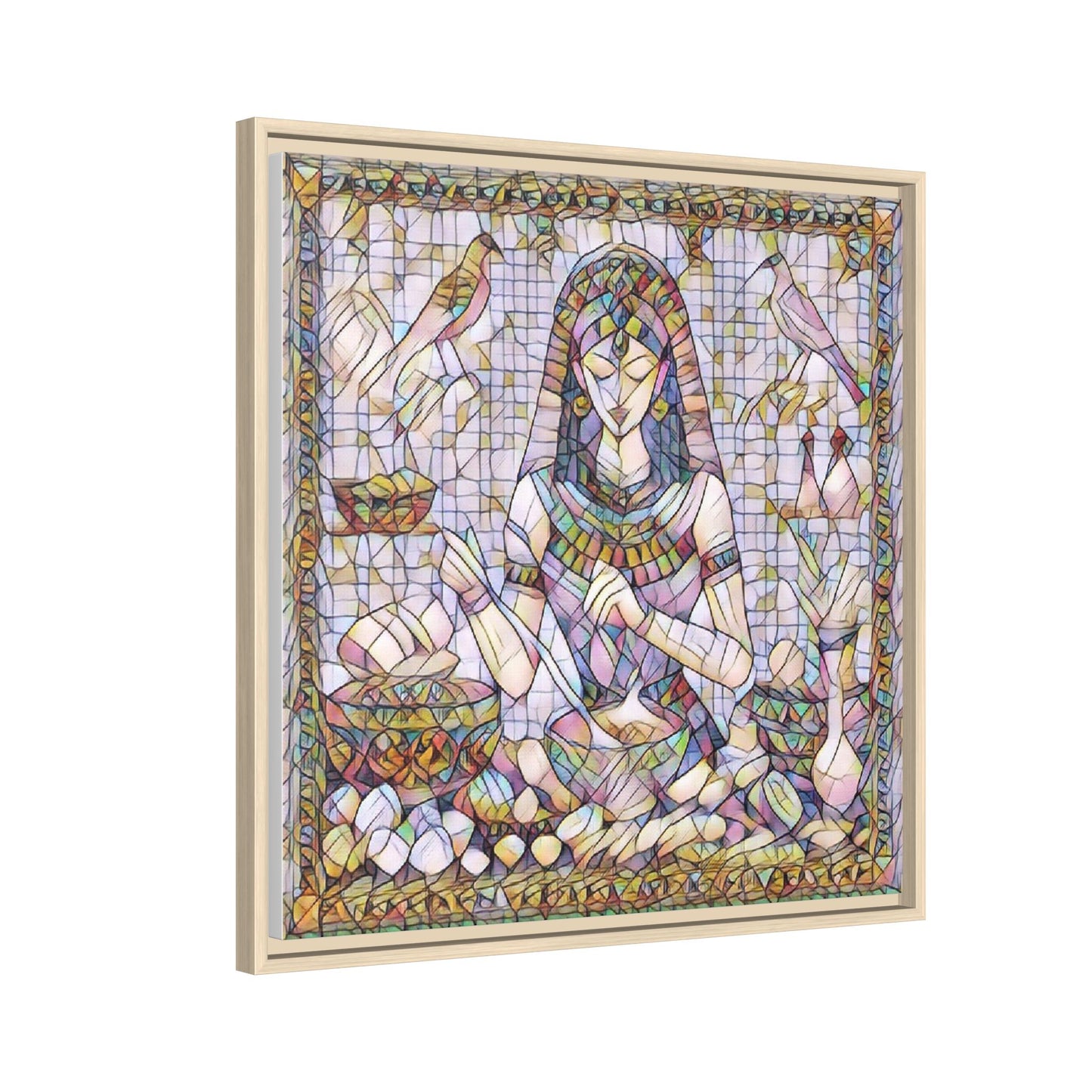 Egyptian Goddess Mosaic Framed Canvas Art