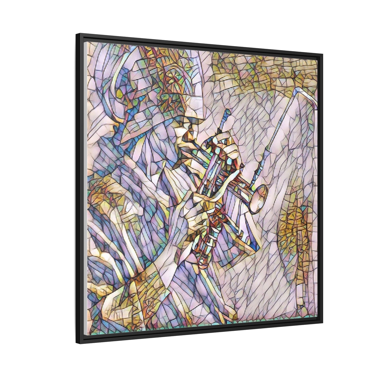 Framed Abstract Trumpet Player Matte Canvas Art