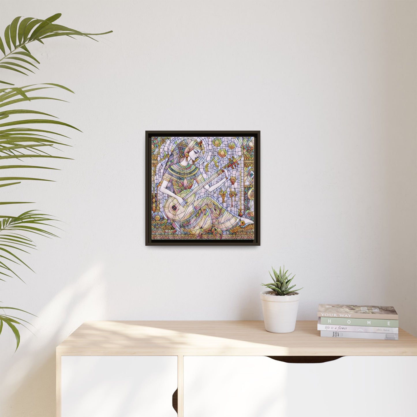 Egyptian Muse Mosaic Matte Canvas Framed Wall Art