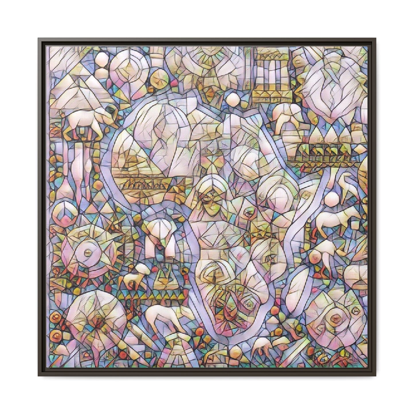 Abstract Stained-Glass Style Framed Canvas Print