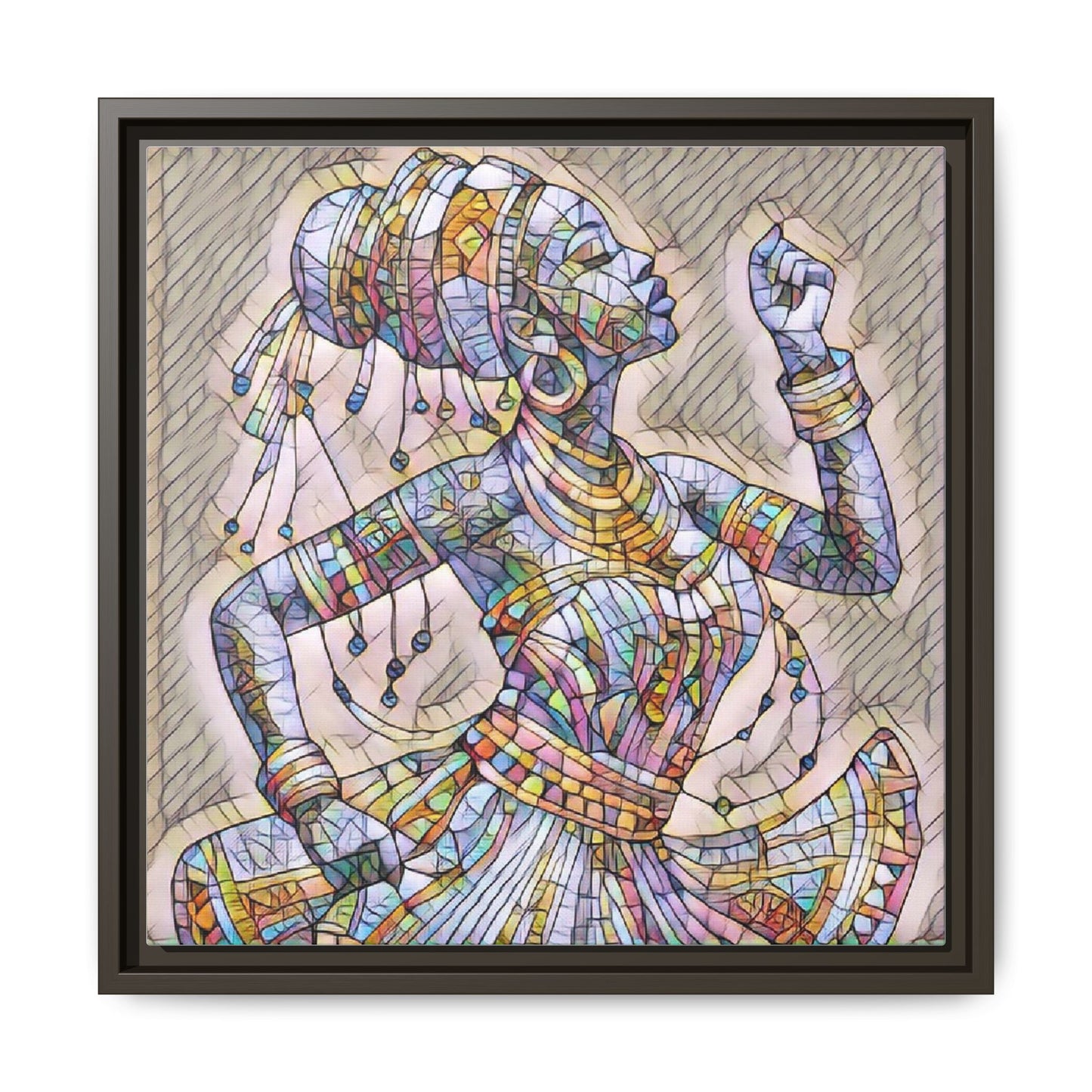 Framed Canvas Art — Colorful Mosaic Dancer
