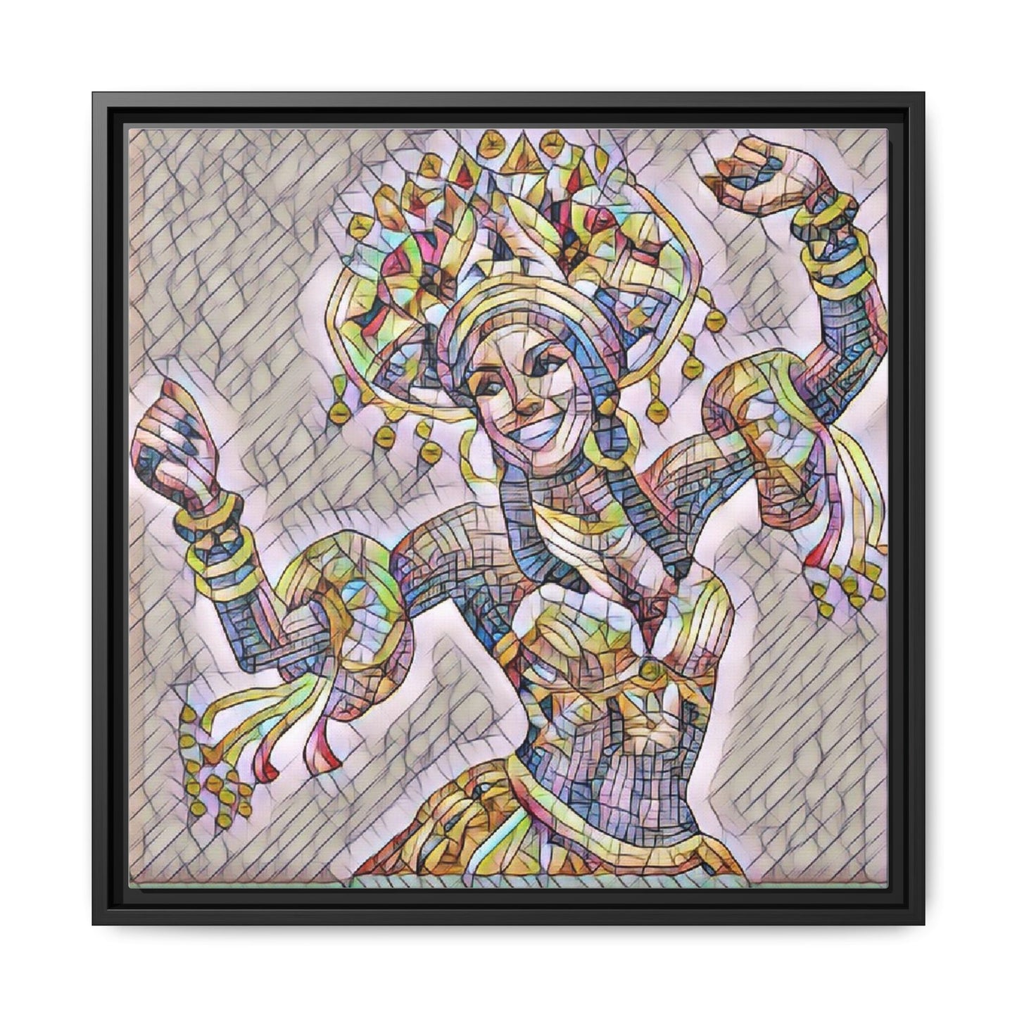 Framed Matte Canvas: Colorful Carnival Dancer Artwork – Vibrant Ethnic Dance Wall Art