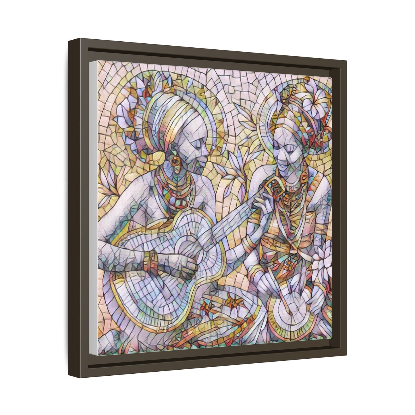 Framed Canvas Art – Colorful Mosaic Musicians Wall Decor