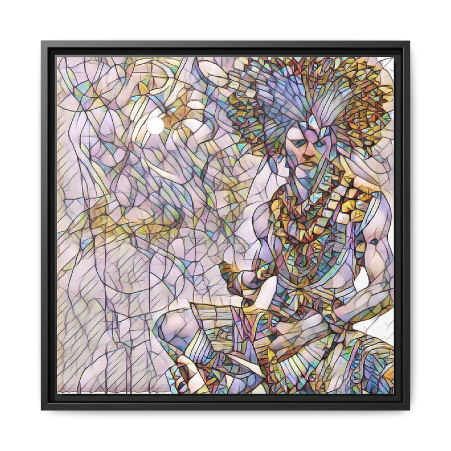 Framed Matte Canvas Art — Colorful Tribal Warrior Illustration