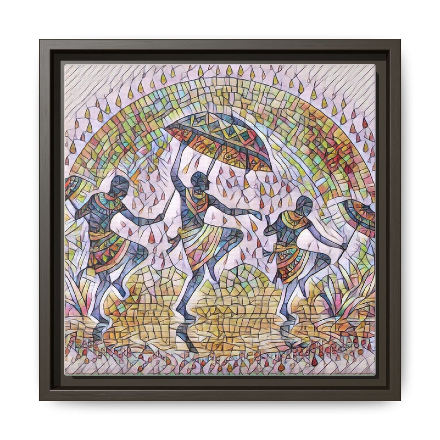 Framed Canvas Art — Colorful African Dance Mosaic