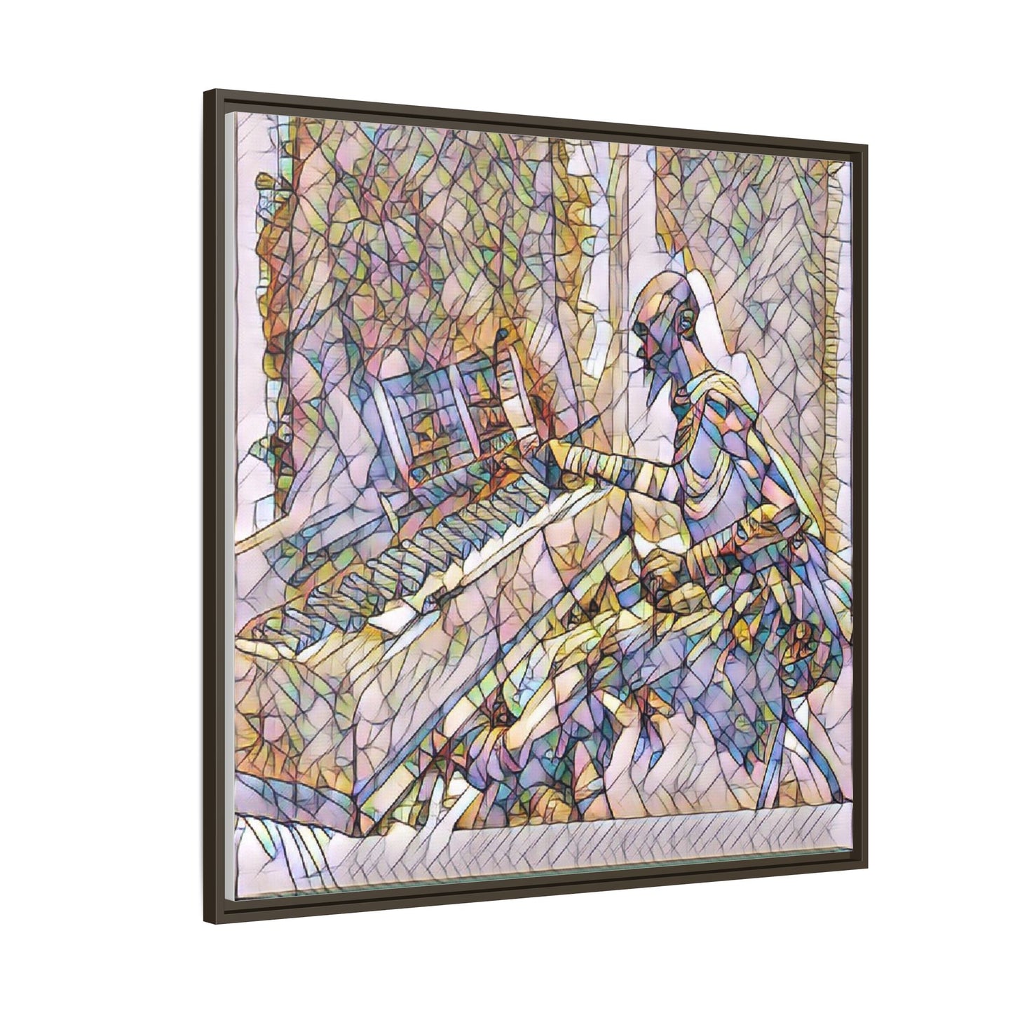 Framed Matte Canvas Art — Colorful Abstract Musician at Piano