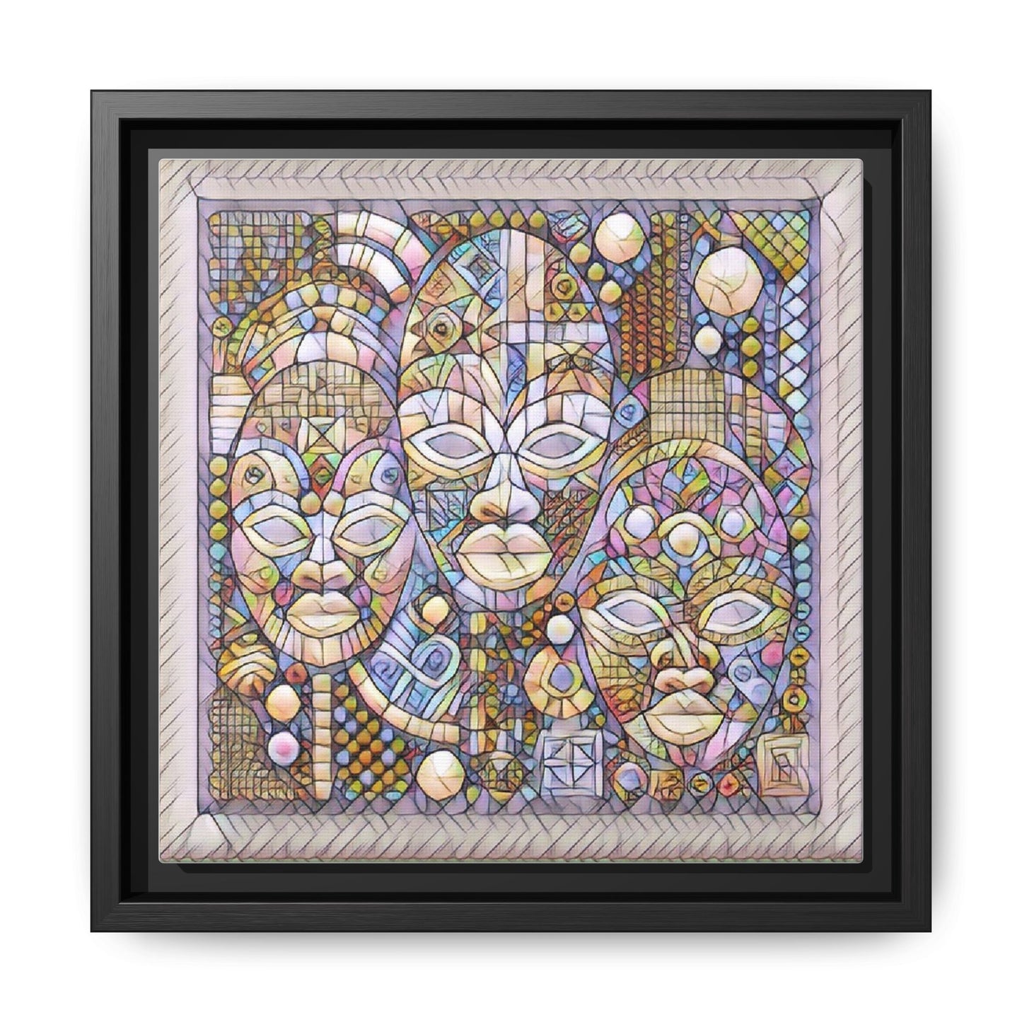 Abstract African Mask Art — Framed Matte Canvas Wall Art